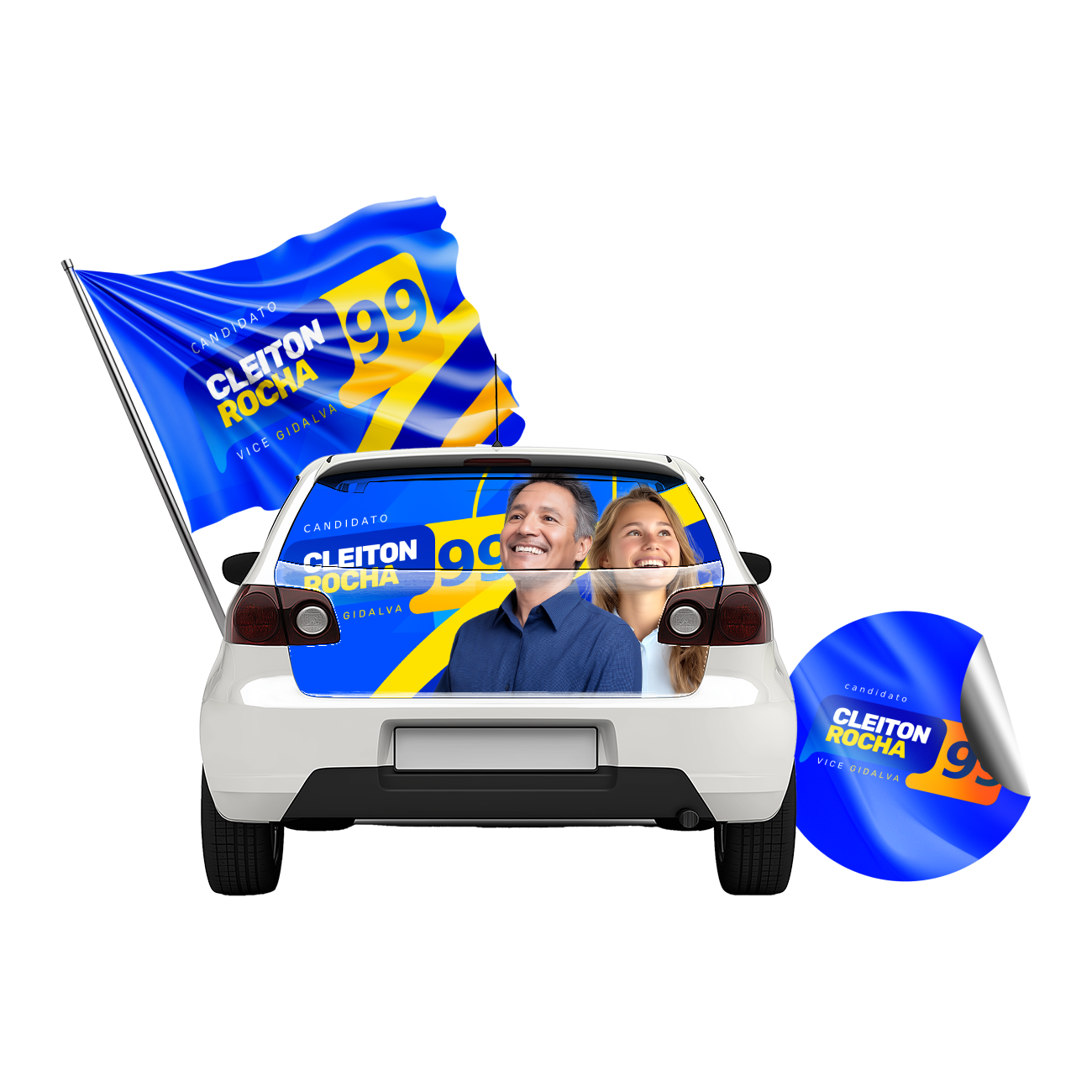 Dois adesivos de campanha política sobrepostos